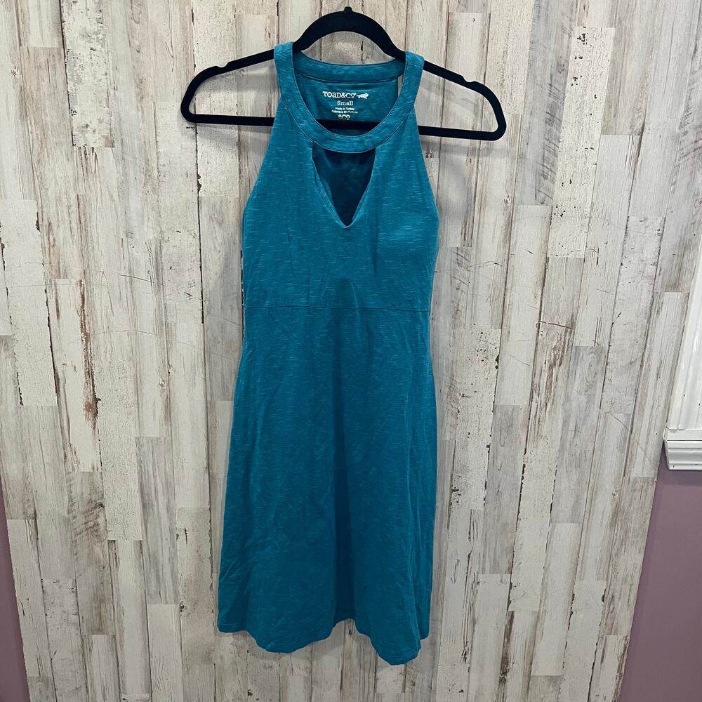 Toad & Co Teal Avalon Tank Stretch Jersey Fit & Flare Sundress Pockets Small